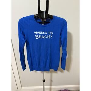 Lilly Pulitzer Women's Blue Sweater Size Large "Where's the Beach"